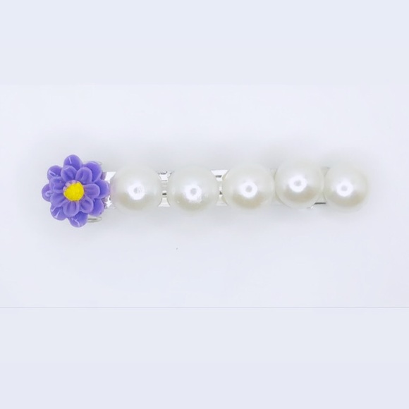 Matching Purple Flower Earring & Hair Barrette Set - Picture 2 of 4